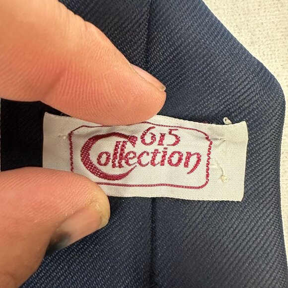 Vintage Navy Blue 615 Collection Mens Tie 100% Polyester - Picture 3 of 4